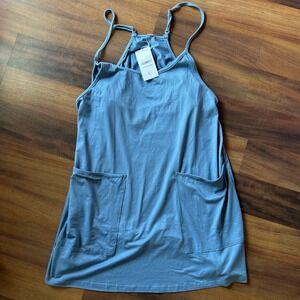 ATHIMILE Blue Pocket Dress Tank‎ Top Casual Lounge L